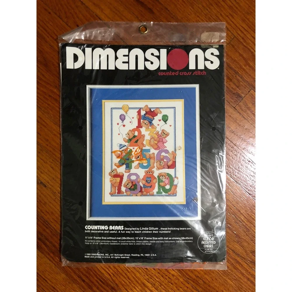 Dimensions Counted Cross Stitch Counting Bears Vintage 1989 New